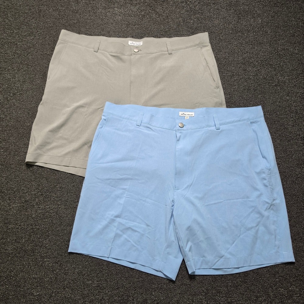 Peter Millar Shackleford Performance Hybrid Shorts Gray Blue Men 40 Golf ME0EP01